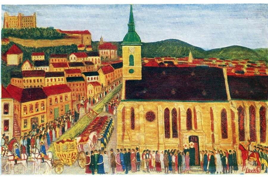 (pohlednice) Trienále insitného umenia Bratislava, Československo 	Juraj Lauko, Československo korunovačný dóm, 1969, olej